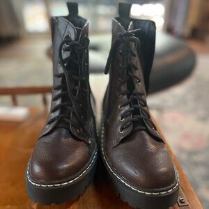 SINCERLEY JULES CHOCOLATE BROWN 71/2 ZIPPER COMBAT BOOTS